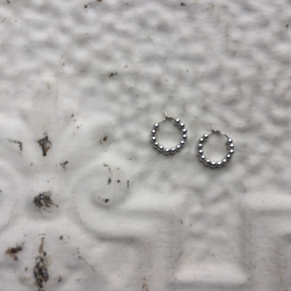 Small Silver Ball Hoops - Picture 2 of 3